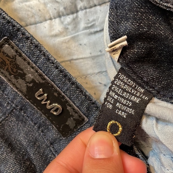 UWD Low Rise Y2K Dark Wash‎ Bling Skinny Jeans Size 0 - Picture 5 of 8